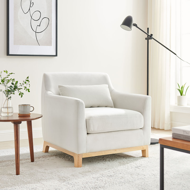 Brizia 31.65" Wide Armchair, Accent Chair, Beige Velvet