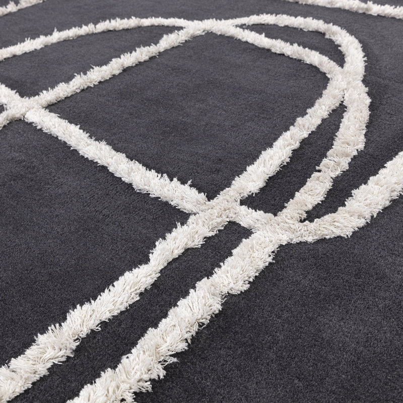 Burnest Handmade Wool Charcoal Rug, Rectangle 120 x 170cm