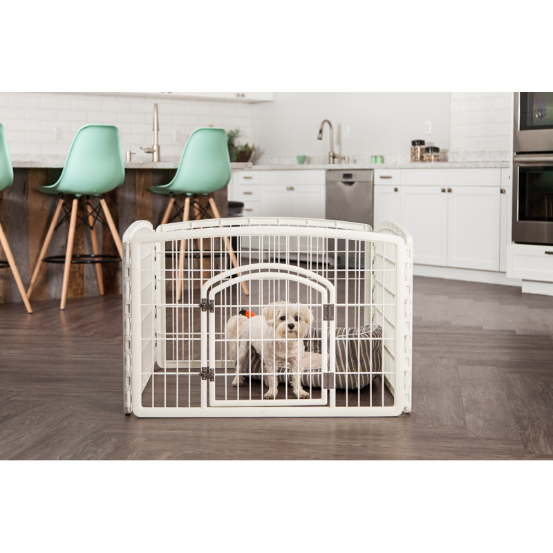 White 24'' Plastic Pet Playpen with Door for Indoor/Outdoor Use