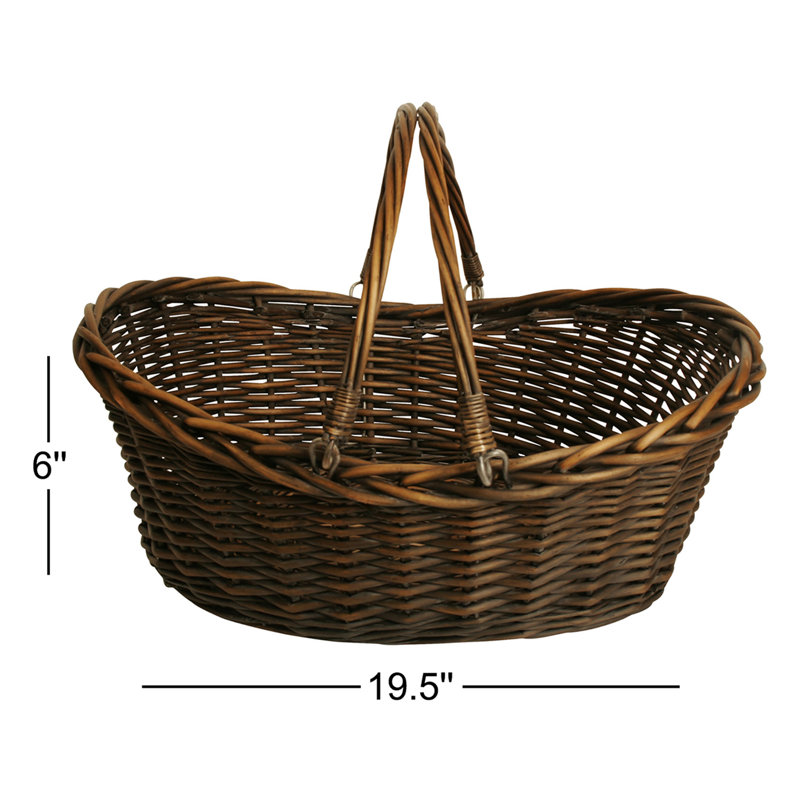 Panier de rangement décoratif, H 19,5 po x l 15 po x P 6 po, Marron foncé