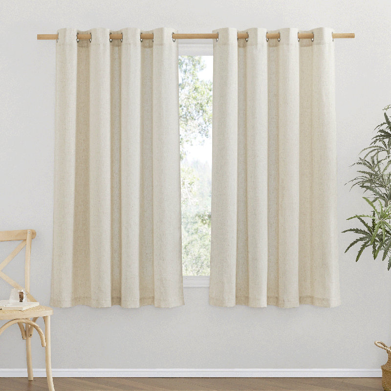 Ensemble de 2 rideaux en lin lin avec œillets obscurcissant pour salon et chambre à coucher, ensemble de 2, L 55 po x L 63 po