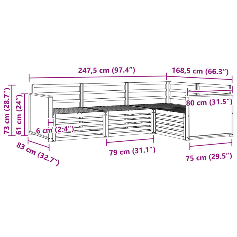 Patio Corner Sofa Set, 4