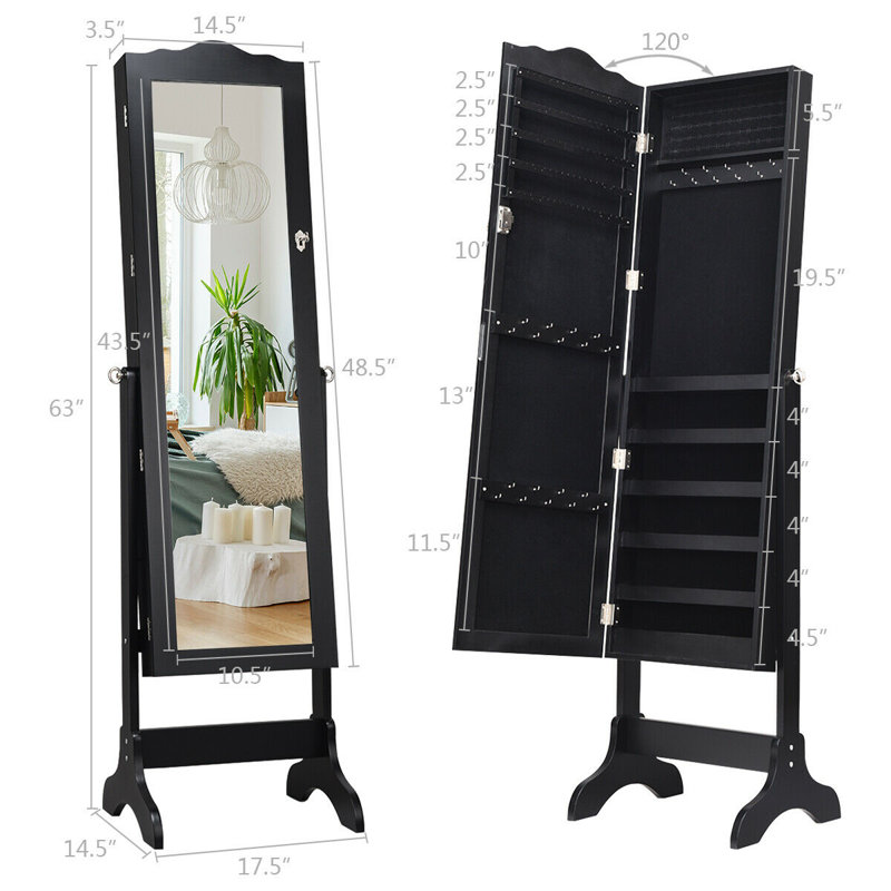 Armoire à bijoux avec miroir Ayssa, Noir