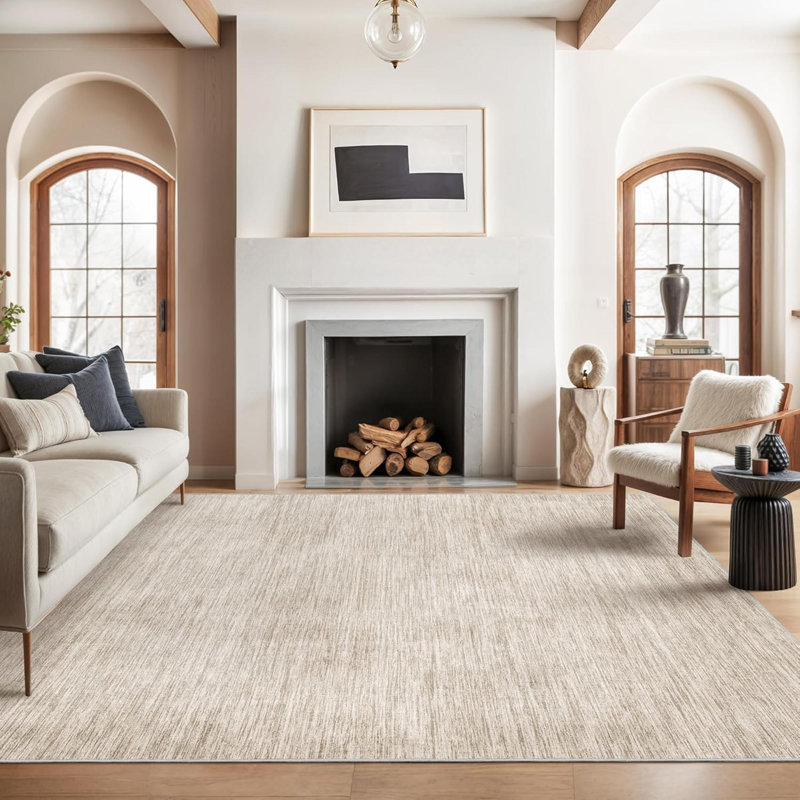 Washable 8'X10' Brown Area Rug - Non-Slip Stain Resistant Foldable Rug For Living Room Bedroom, Machine Washable Rug, Brown