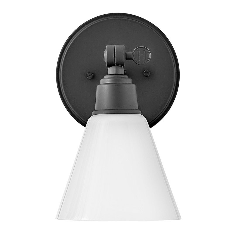 Arti 6-in Adjustable Single Light Bath Vanity with Cased Opal Shade, Black