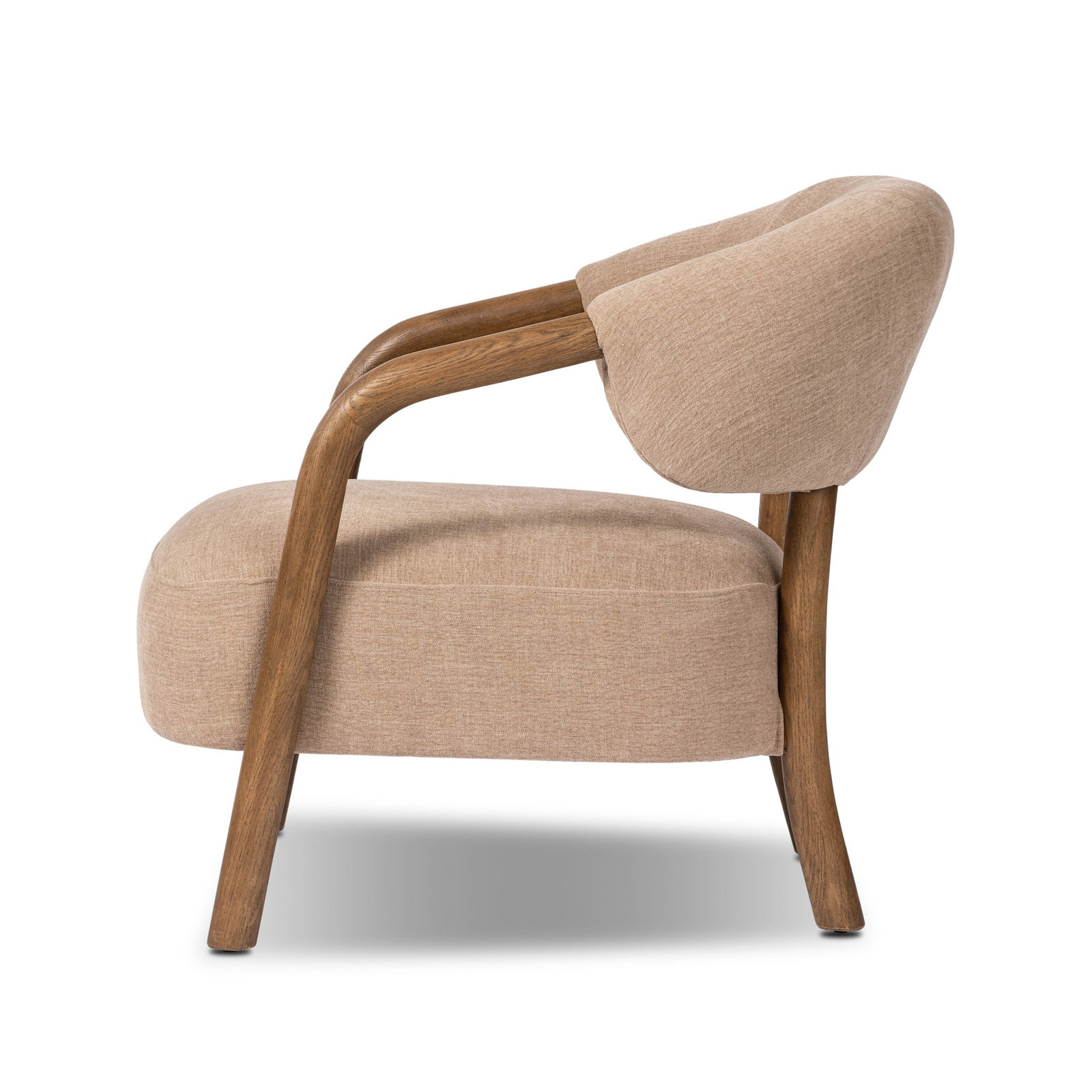 Citrine Shearling Upholstered Armchair, Laughlin Natural Polyester Blend, Tan Oak