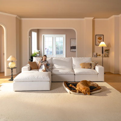 Oversized Cloud Couch, Comfy L Shaped Sectional Sofa, Extra Wide & Deep Modular Couches For Living Room, Seater With Ottoman by Latitude Run