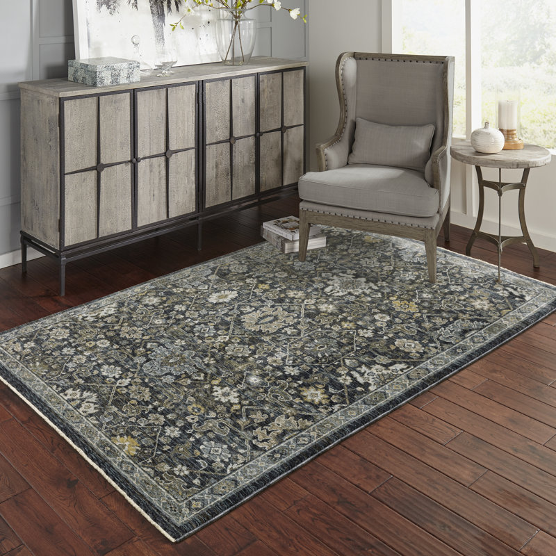 Hovis Synthetic Oriental Indoor Rug, Rectangle 6'7" x 9'6"