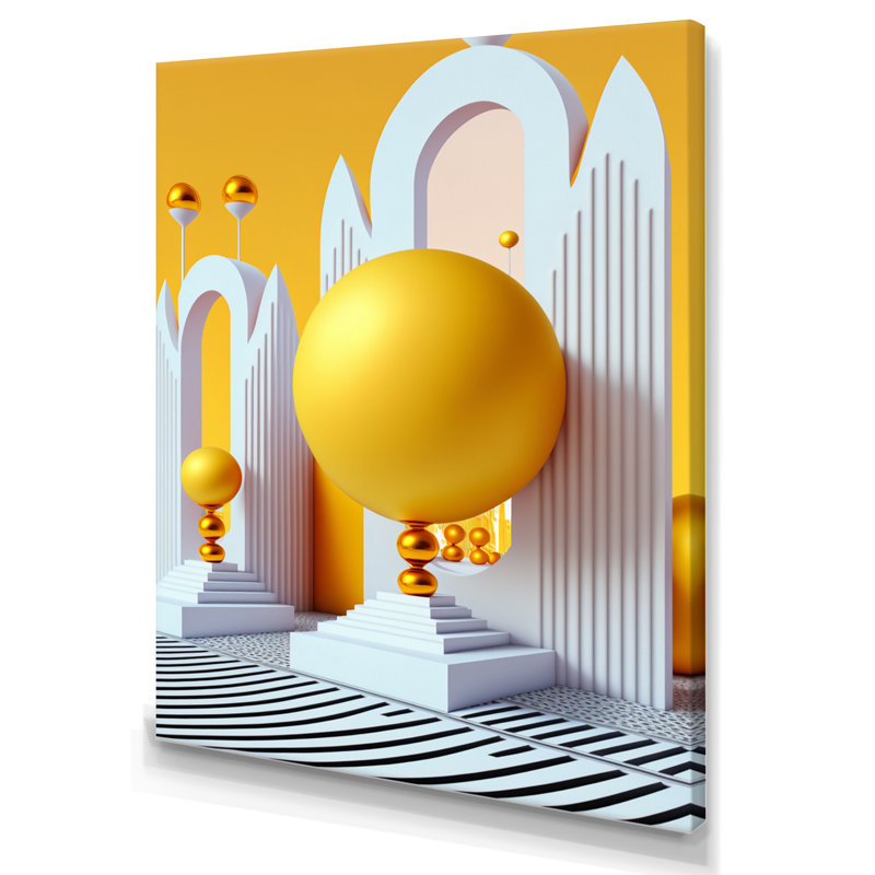Golden Spheres Infinity V - reproduction sur toile, H 20 po x l 12 po x P 1 po, Toile tendue