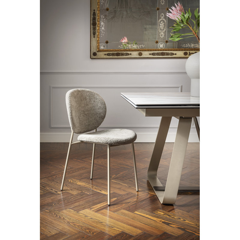 Inès Upholstered Chair with Metal Frame, Ash Gray, Matte Black