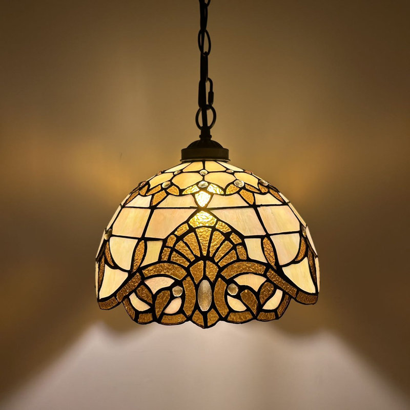 Luminaire suspendu Kleist Tiffany en verre coloré doré de style baroque inclus l 12 po x P 12 po x H 60 po