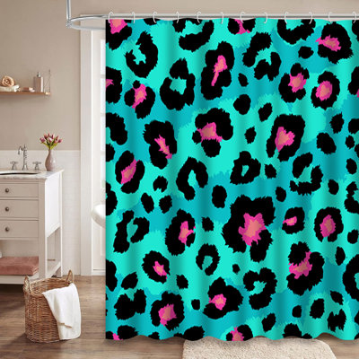 Leopard Animal Fur Pink Camouflage African Wild Shower Curtain with 12 Hooks