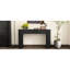 Console noire cannelée pour le vestibule, rangement pour petits articles à 2 tiroirs, surface ovale, entrée courbée de style colonne avec rangement dissimulé pour les articles du quotidien, les pieds et les articles