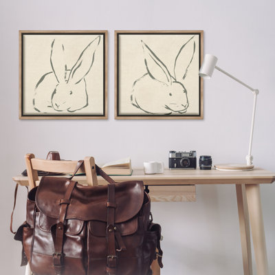 «Minimalist Resting Rabbit», ensemble de 2 toiles flottantes encadrées par June Erica Vess