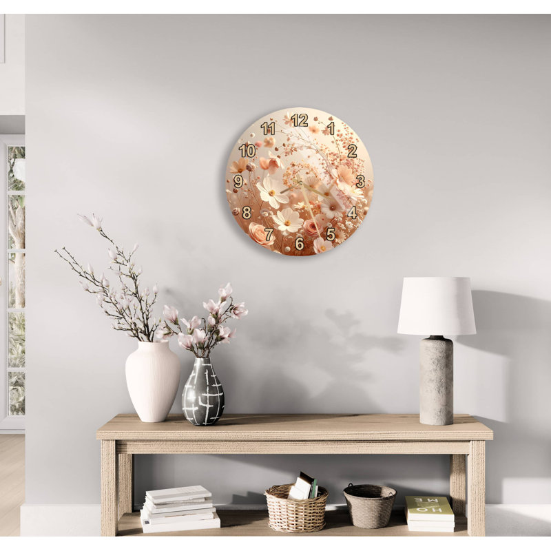 Horloge murale Floral, Noir romain, 20 pouces