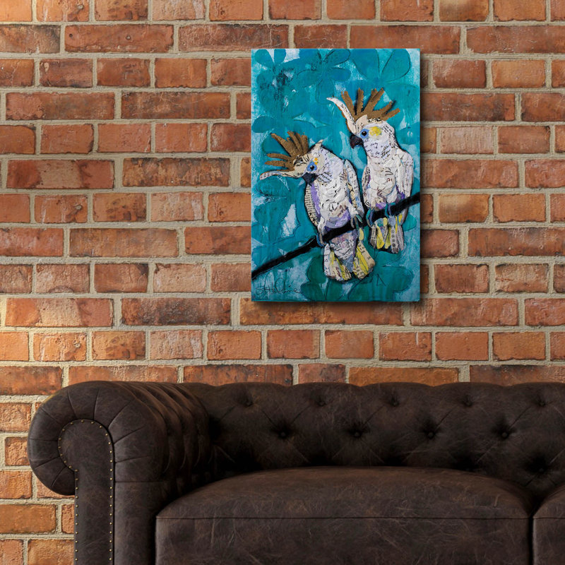 Bayou Breeze «Two Cockatoos» par St. Hilaire Elizabeth, art mural en verre acrylique, 12 po x 16 po