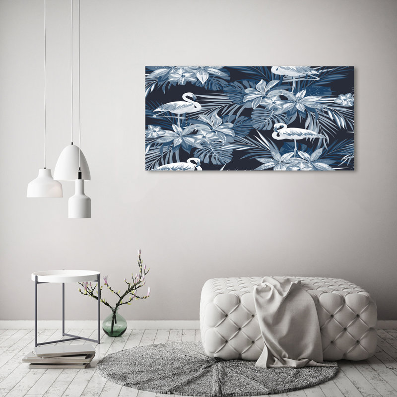 Flamingos And Plants - Wrapped Canvas Print
