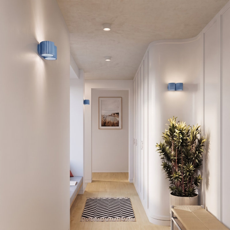 Aura Aluminium Flush Mounted Sconce, 21x12x10 cm, Light Blue, 2 Lights