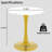 27.6-Inch Gold Coffee Table, Mid-Century Modern Style Dining Table, Accommodates 2-4 People, Featuring A Round White-Veined Marble Tabletop, Suitable For Various Settings.