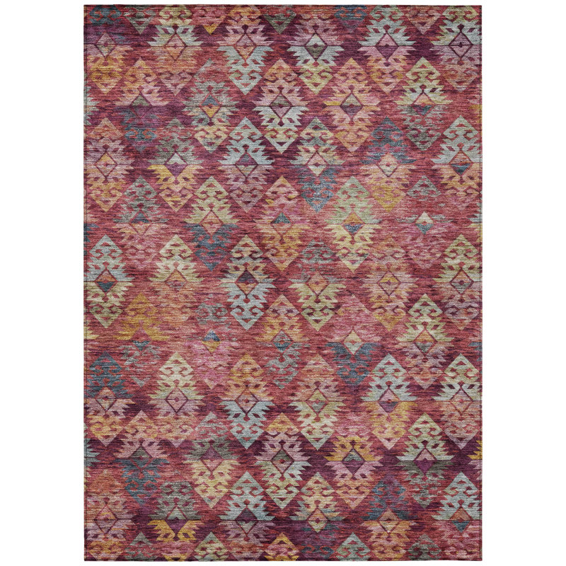 Helissa Orange Washable Indoor-Outdoor Rug - , 10' x 14'