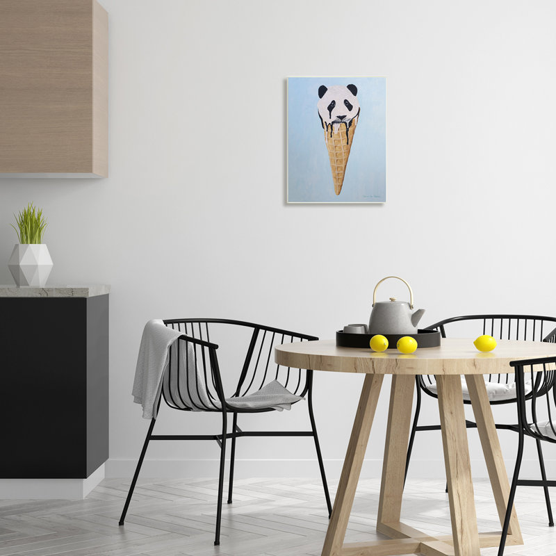 Adorable panda en forme de gaufrier crème glacé par Coco De Paris - Peinture, H 19 po x l 13 po, Plaque murale