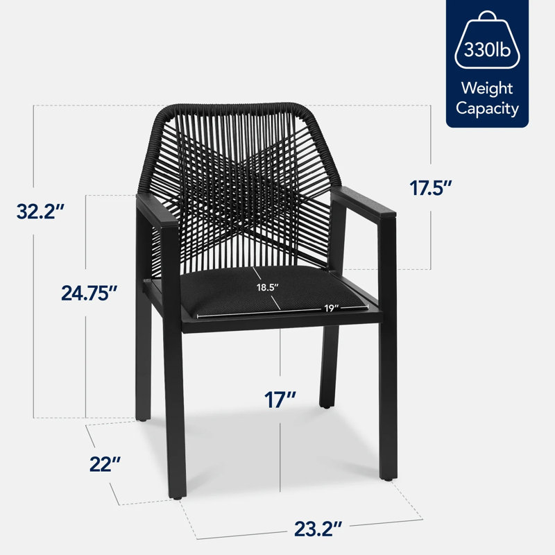 Ensemble de 2 chaises de salle à manger avec accoudoirs, Noir / Noir
