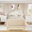 3-Drawer Dresser with Honeycomb Textured Fronts and Gold Metal Legs for Bedrooms and Hallways-247655125