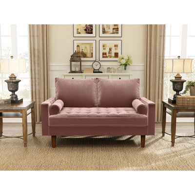 Brighton 58" Velvet Square Arm Tufted Seat Sofa Loveseat