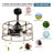 20 Inch Small Caged Ceiling Fan With Light And Remote Control,6 Speed Reversible Bladeless Fan Light Fixture For Farmhouse Kitchen Bedroom, Matte Black