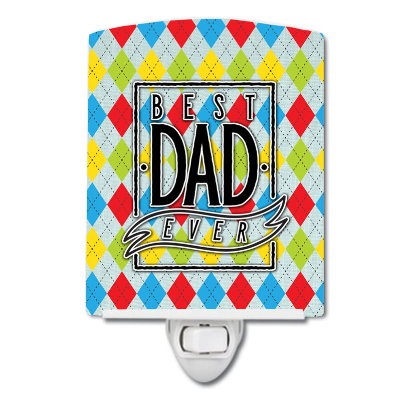 Best Dad Ever Argyle Ceramic Night Light
