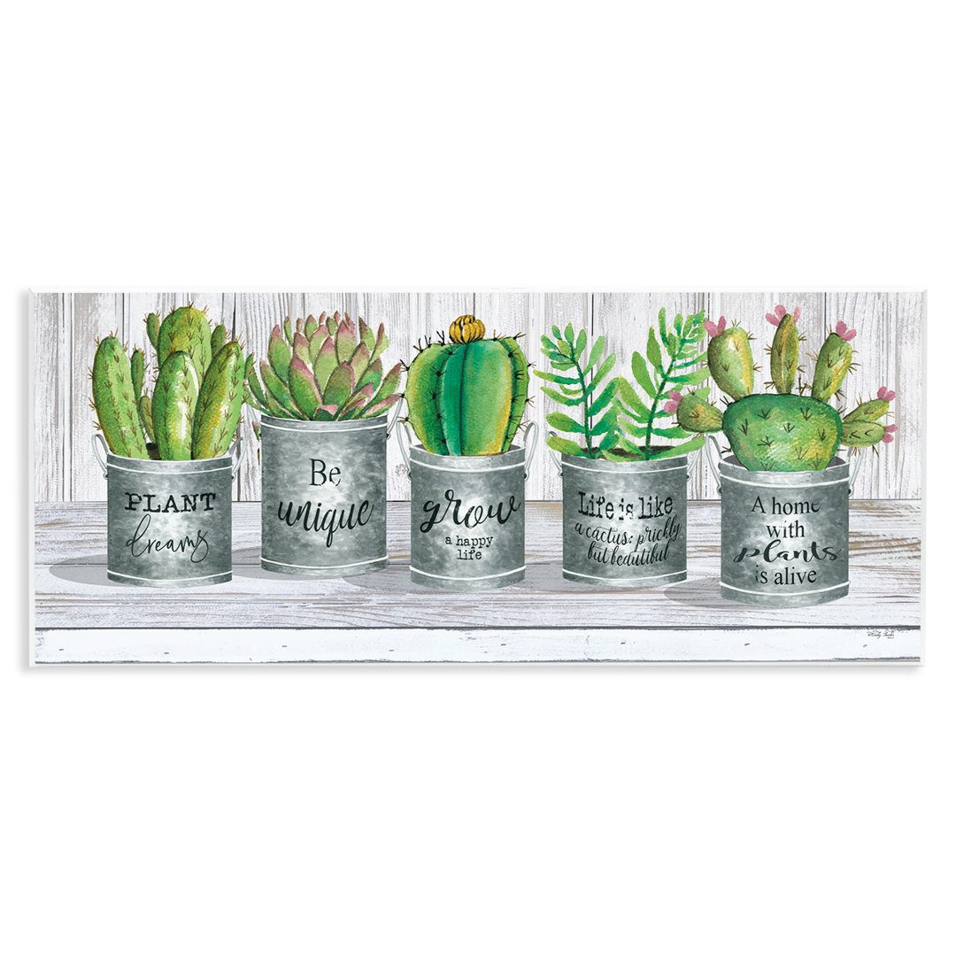 Succulent and Cactus Jars with Plant Life Puns by Cindy Jacobs - Graphic Art Print Stupell Industries