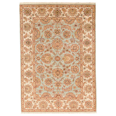 High-Quality Hand-Knotted Light Blue And Ivory Area Rug