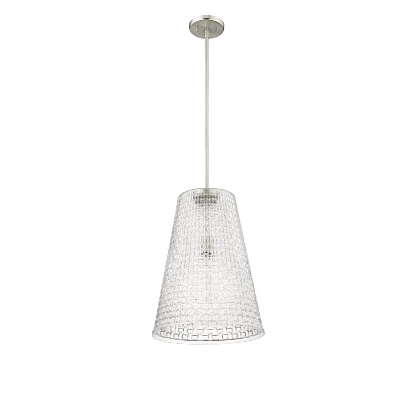 Luminaire suspendu conique à 1 lumière Cheston, Nickel brossé
