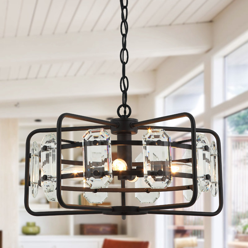 Lustre cage 4 lumières Genoa Farmhouse, Noir