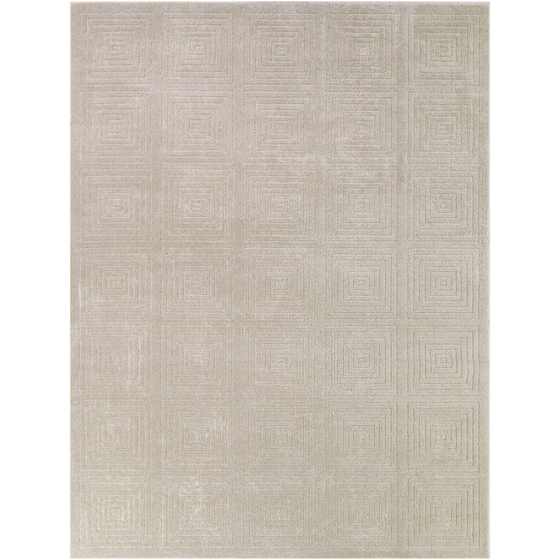Jonzen Cream Contemporary Geometric Area Rug, 7'10" x 10'