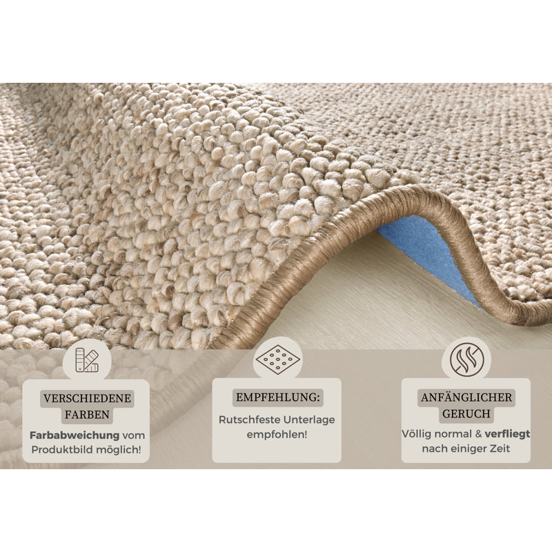 Wolly Beige Rug, Runner 80 x 200cm