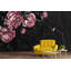 Papier peint texturé amovible avec fleurs et pivoines foncées-345631107
