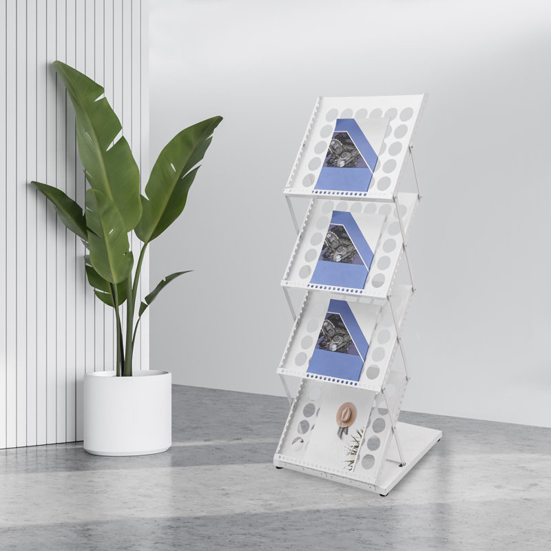 Marivic Metal Free Standing Magazine Rack, White