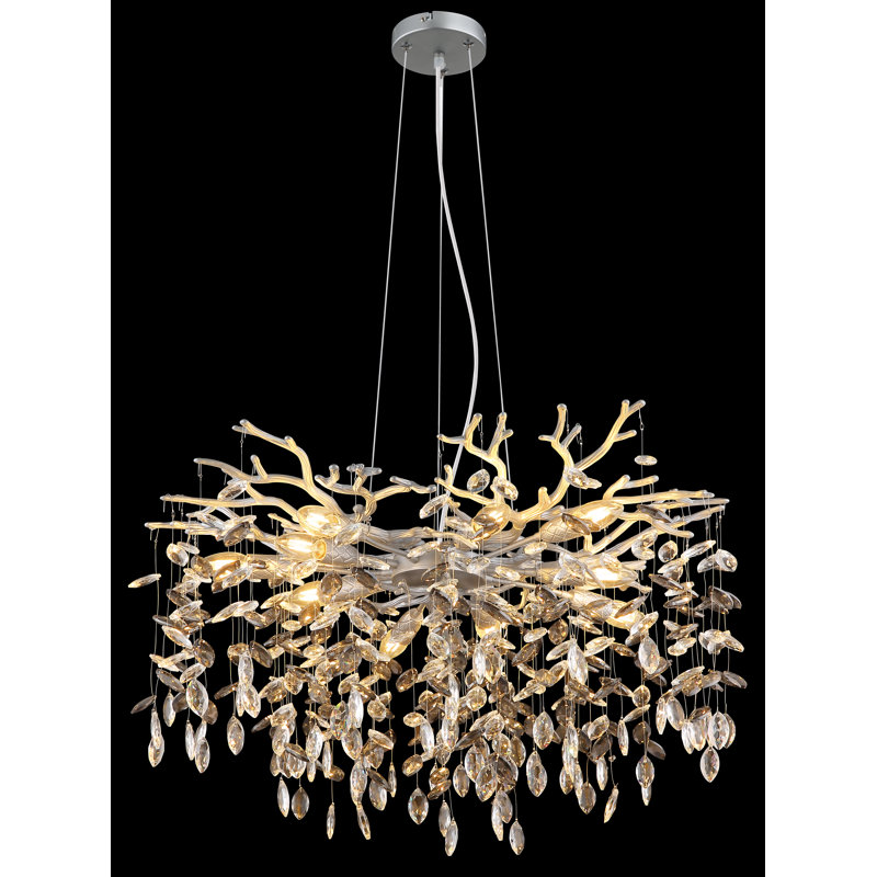10 - Light Chandelier, Silver, Clear