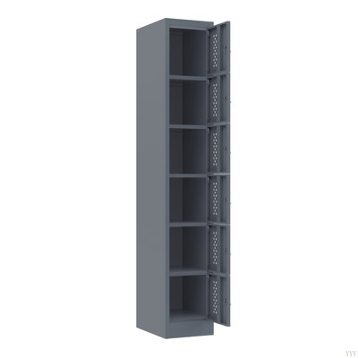Armoire de rangement en métal pour le garage, six compartiments de rangement séparés - Armoire verrouillable en acier de 70,98 pouces, idéale pour les garages et les entrepôts