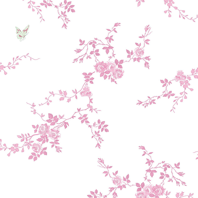 Rachel Ashwell Butterflies Blue Wallpaper, Pink