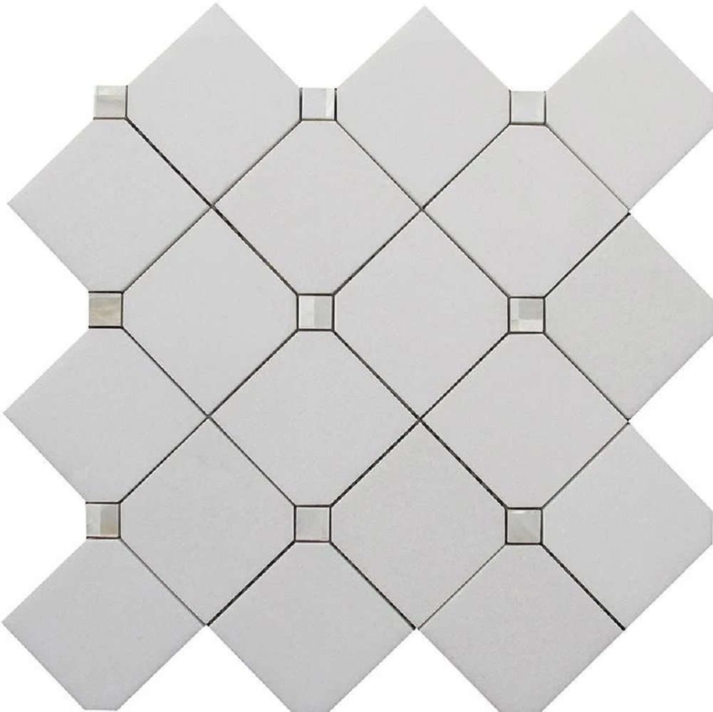 2.6" x 2.6" Thassos, Shell Marble Grid Mosaic Wall & Floor Tile Tiletopia