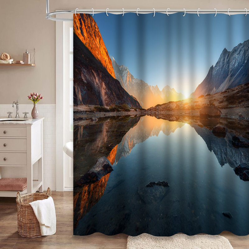 Rideau de douche avec 12 crochets Beautiful Mountain Rocks Peaks, L 72 po x l 72 po