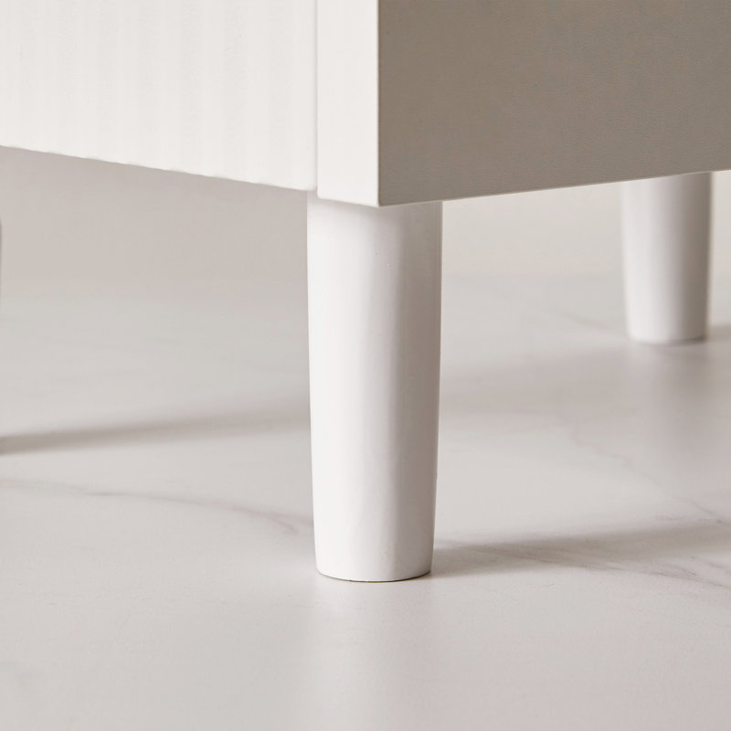 Paquet de tables de chevet avec rangement, petites tables de maison blanches en MDF cannelées