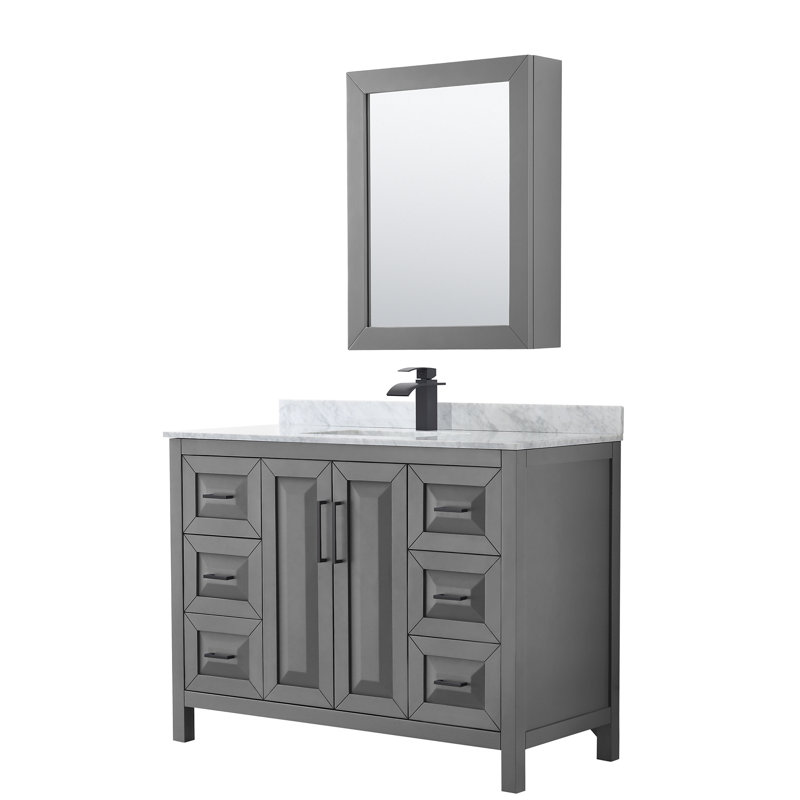 Daria 48'' W Single Vanity, Dark Gray, Polished Chrome