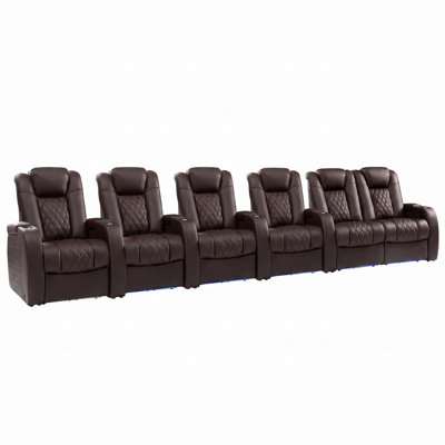 Genuine Leather Zero Gravity Power Rocker Recliner With 7-Color LED Ambient Lighting, Adjustable Headrest, USB Charging & Cup Holder For Home Theater