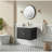 30" Black Wall Mounted & Floating Single Vanity With Ceramic Sink-1465266308