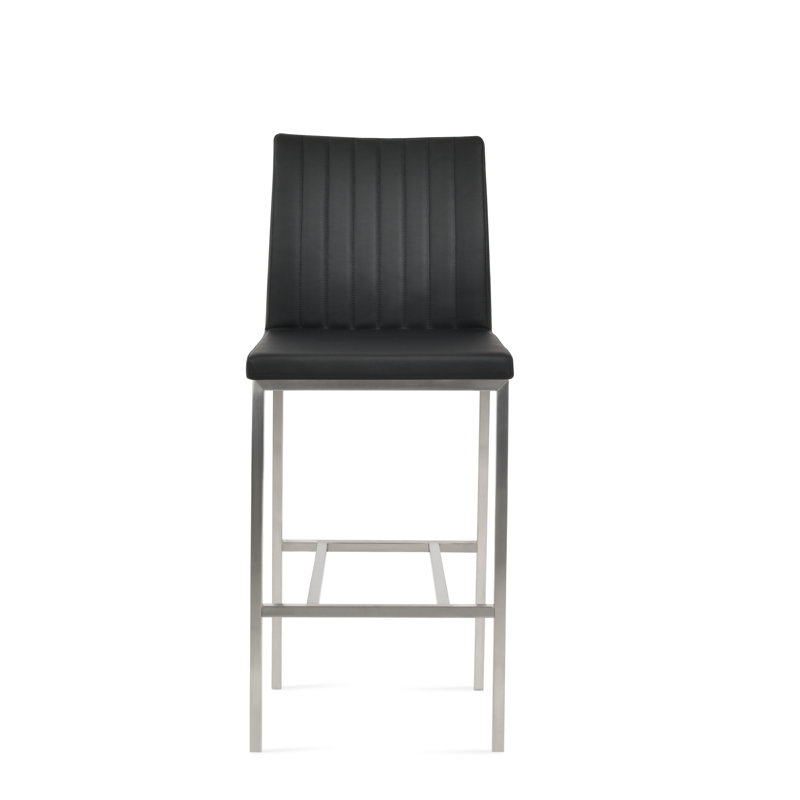 Tabouret de bar et de comptoir en métal Zeyno, Noir, Acier inoxydable, Tabouret de comptoir (assise de 24 po de hauteur)