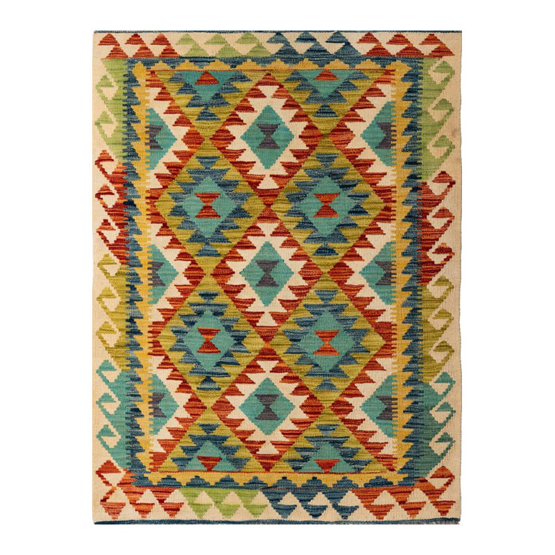 Tapis décoratif multicolore lavable à la machine, Sous-tapis rectangulaire de 3 pi 3 po x 4 pi 11 po