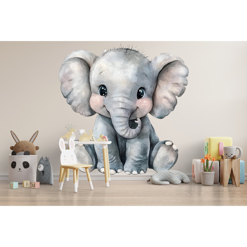 Adhésif décoratif mignon bébé éléphant chambre de bébé, H 45 po x l 45 po